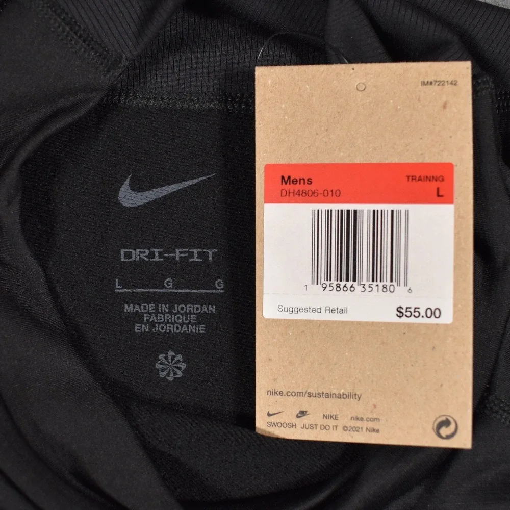 Nike Pro Mens Coldgear Mock Neck Long Sleeve Shirt Large Black NWT DH4806